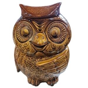 Vintage McCoy Brown Owl Pottery Cookie Jar #204 Glazed 10 ¼" USA Excellent